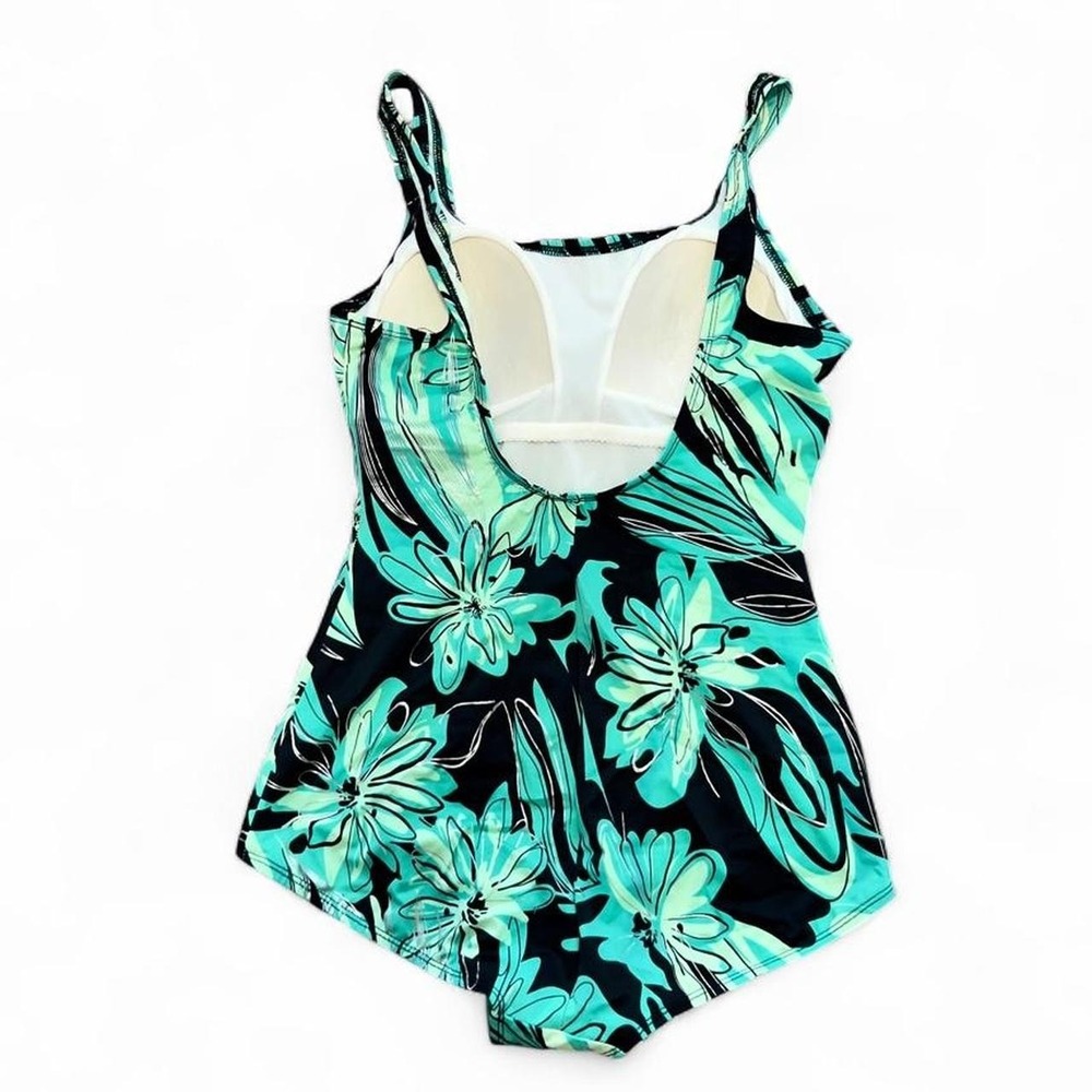 Dippin' Daisy's Green & Black Floral One Piece Swimsuit Fits Large Vintage - Picture 4 of 7